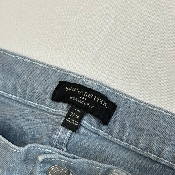 Banana Republic Womens Wide Leg Crop Jeans Size 27/4 Tall Blue Gray High Rise - Picture 3 of 9